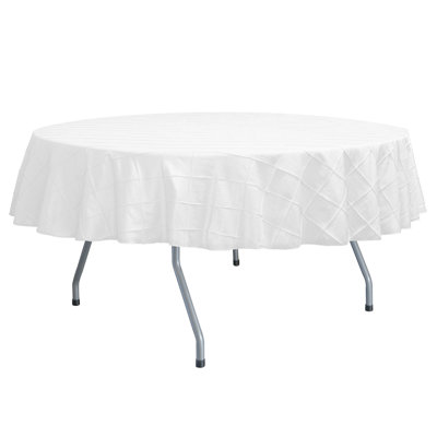 Ultimate Textile Embroidered Pintuck Taffeta Tablecloth White