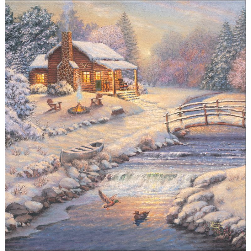 Thomas Kinkade A Winter Retreat Shower Curtain