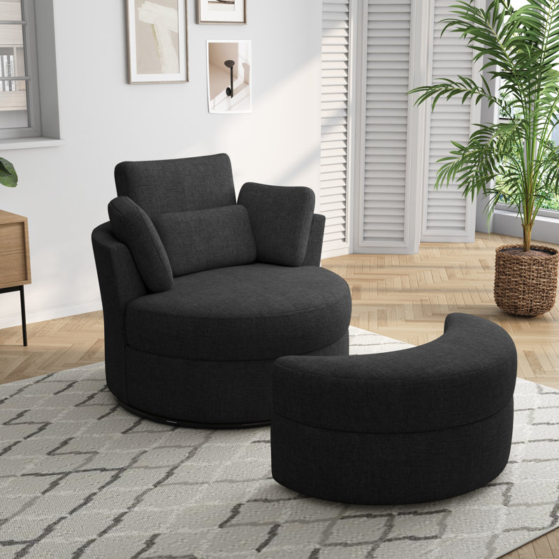 Chaise longue rembourrée avec coussin Niama, Mélange de polyester noir
