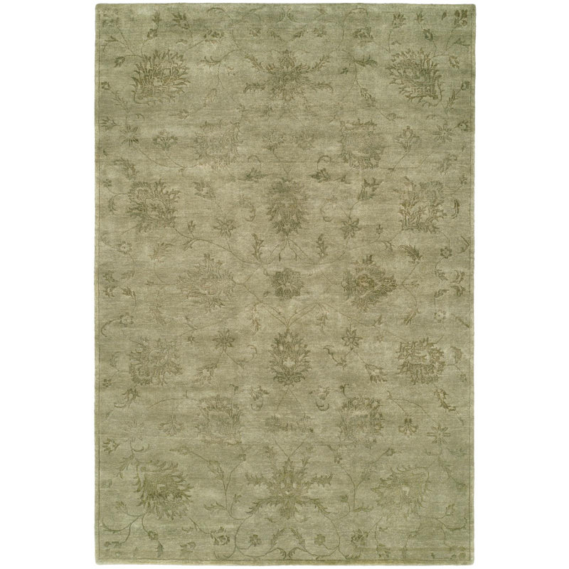 Faridkot Floral Area Rug in Celadon, Runner 2'6" x 10'