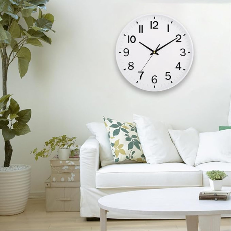 HZDHCLH Horloge murale blanche à pile 12 po Horloge murale silencieuse et moderne pour salon, chambre, cuisine, bureau
