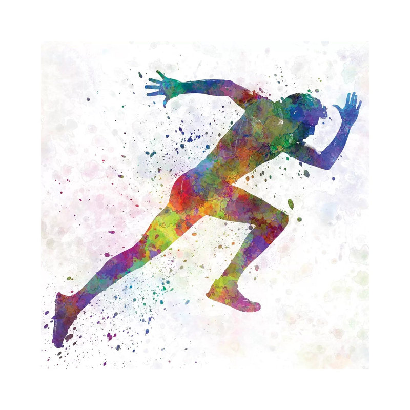 Man Running Sprinting Jogging I by Paul Rommer - Painting on Canvas, Wrapped Canvas, 66.04 cm H x 66.04 cm W x 1.91 cm D