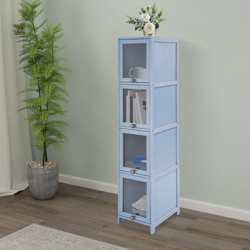 Petite armoire de rangement sur pied à 4 niveaux avec armoire de rangement pour chambre à coucher, salon et salle d'étude