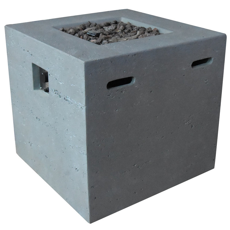 Athisl Concrete Fire Pit Table, Dark Gray