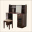 Ensemble de coiffeuse élégant avec miroir lumineux réglable 3 modes, coiffeuse moderne avec grandes tablettes, tiroir et canette