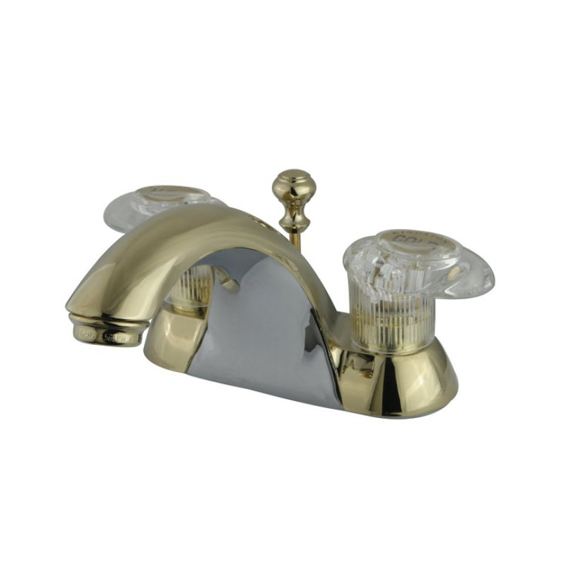 St. Charles Centerset Bathroom Faucet, Polished Brass, With Brass Pop Up Drain