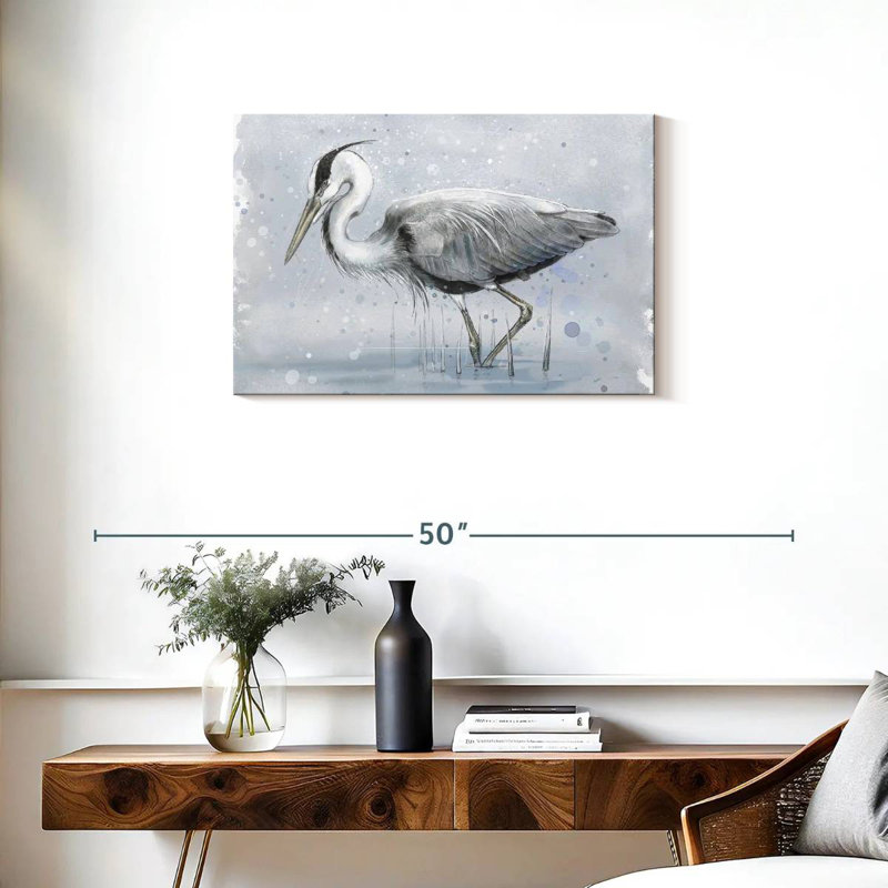 Brampt Gray And White Heron, 20" H x 30" W