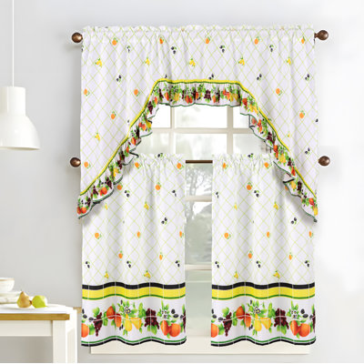 Meaux Ruffle Fruit Medley Kitchen Curtain Set
