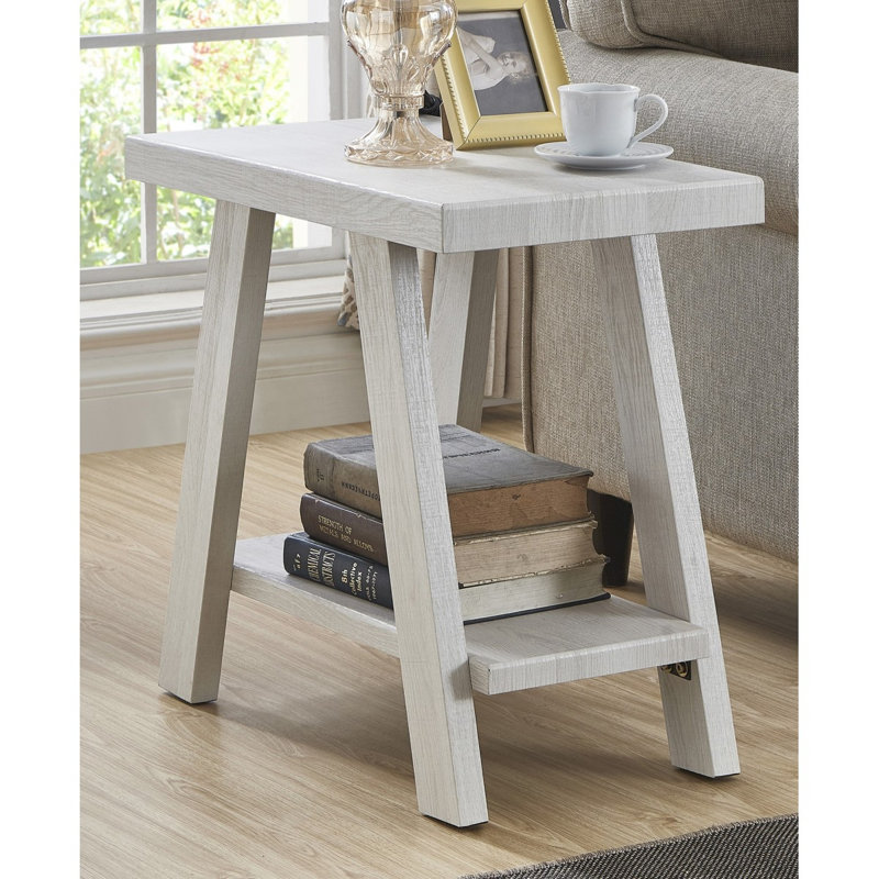 Table d'appoint à tablette contemporaine en bois Athens avec finition blanche, Blanc