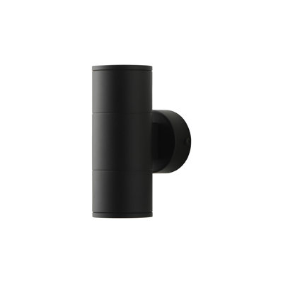 16cm 6" Outdoor Round Wall Light, GU10 Up Down Wall Sconce, Matte Black Exterior IP44 Waterproof