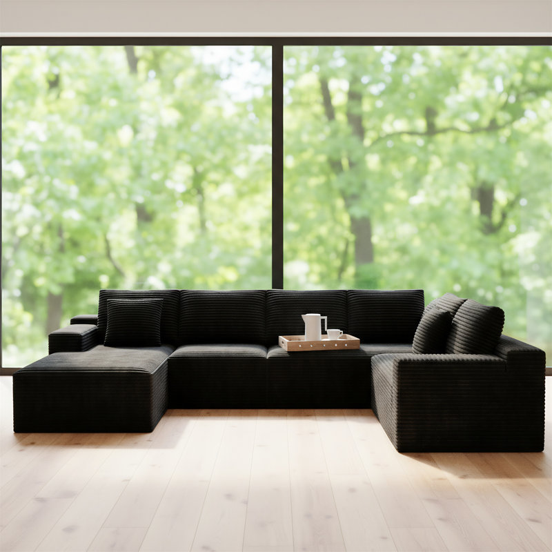 Siège de canapé modulaire en velours côtelé de 131,9 pouces