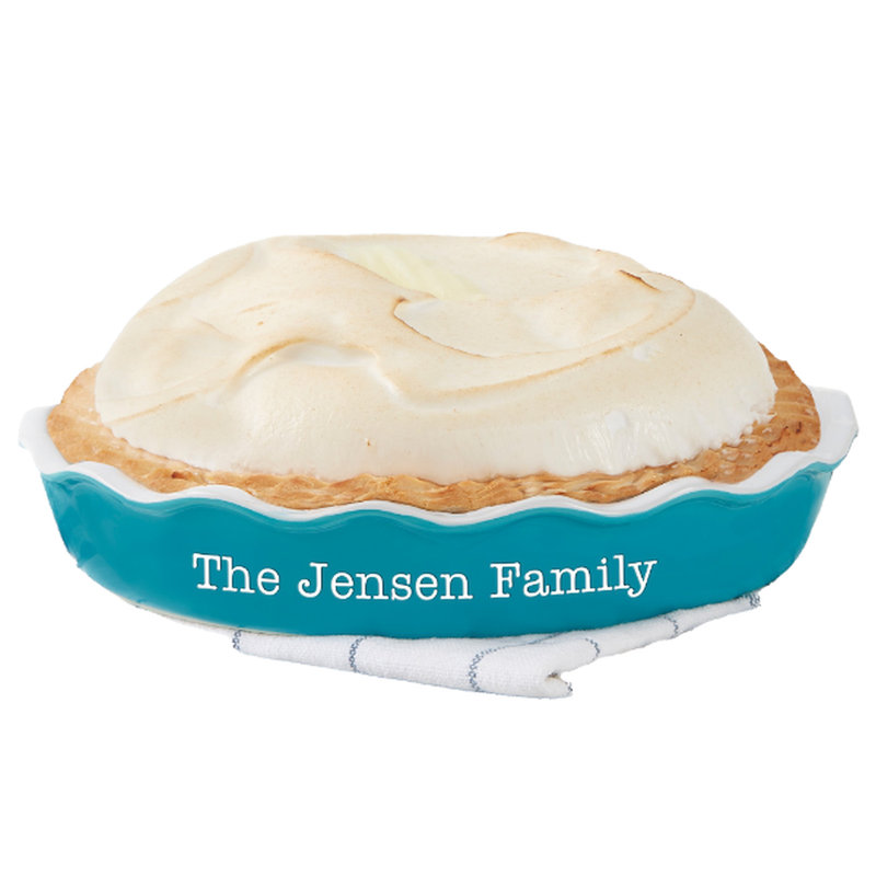 Personalized Classic Ceramic Pie Dish, Turquoise, Yes