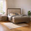 Ensemble de chambre pour grand lit, gris clair, argent, blanc, bois chromé, ensemble de 2 pièces avec table de chevet-131013488