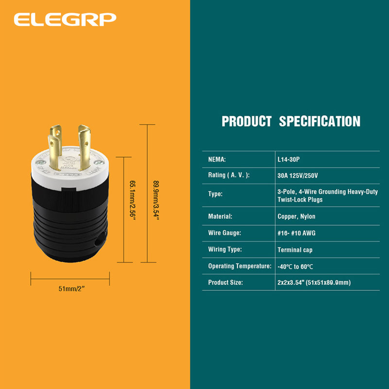 ELEGRP 30-Amp Black and White Single Outlet