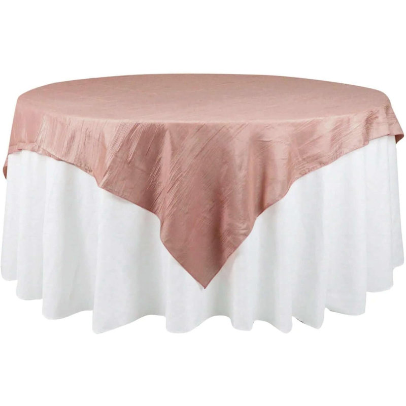 Nappe en taffetas plissé accordéon 72 "x 72", nappe carrée, Rose