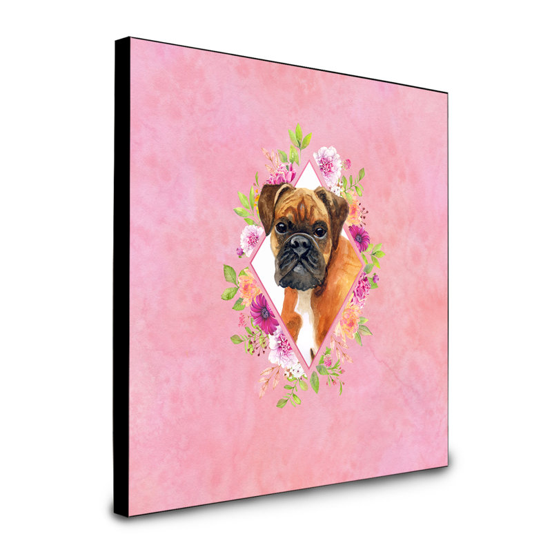 Panneau mural Dollman Flowers, Rose, Boxer brun foncé