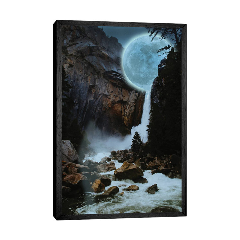 Moon Light Fall by David Loblaw - Print on Canvas, 66.04 cm H x 45.72 cm W, Black Framed