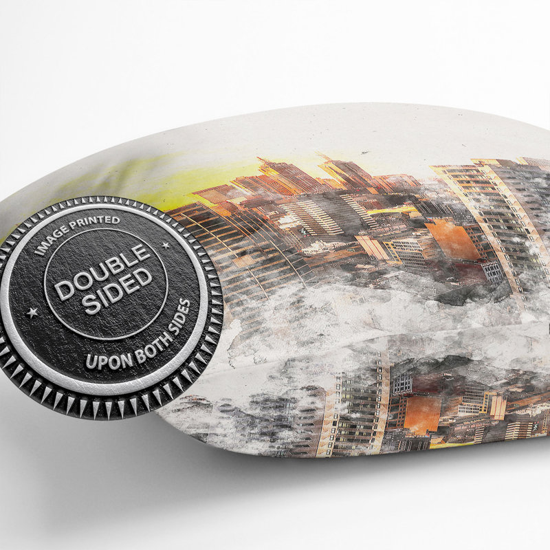 Melbourne Australia Skyline Watercolour Cushion with Filling, 40cm H x 40cm W x 15cm D
