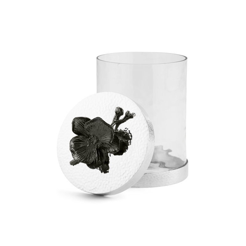 Orchid Kitchen Canister, Black, 8.5" H x 5.5" W x 5.5" D