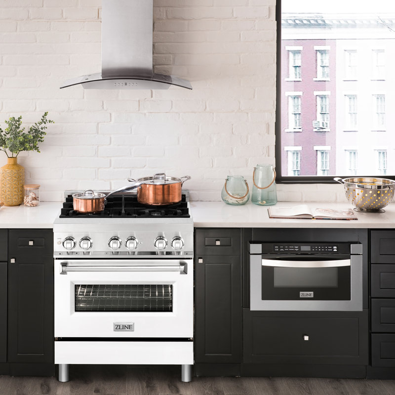 ZLINE 30" Legacy Dual Fuel Range, White Matte Stainless Steel