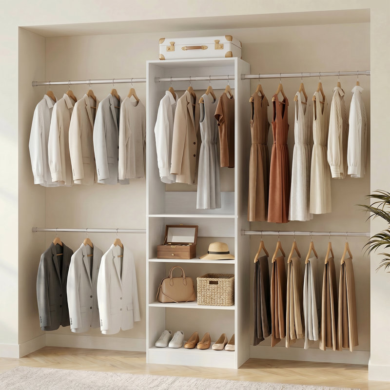  Système d'organisation l 20,5 - 120 po avec tiges de suspension (coupé sur mesure), Blanc
