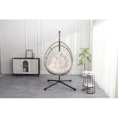 Fauteuil suspendu d'extérieur en forme d'œuf avec support, balancelle de patio en forme d'œuf, chaise berçante d'intérieur, hamac d'extérieur en forme d'œuf