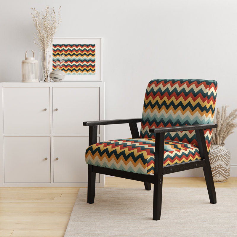 Cantina Upholstered Armchair, Multicolor Polyester, Black Square Arms