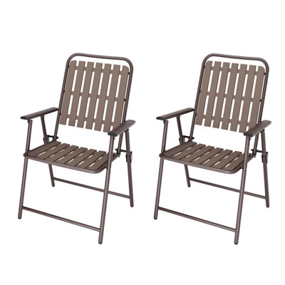Folding Patio Chair Set Of 2, Outdoor Dining Chair With Armrests, Plastic Patio Chair For Porch, Deck, Garden, by Arlmont & Co.