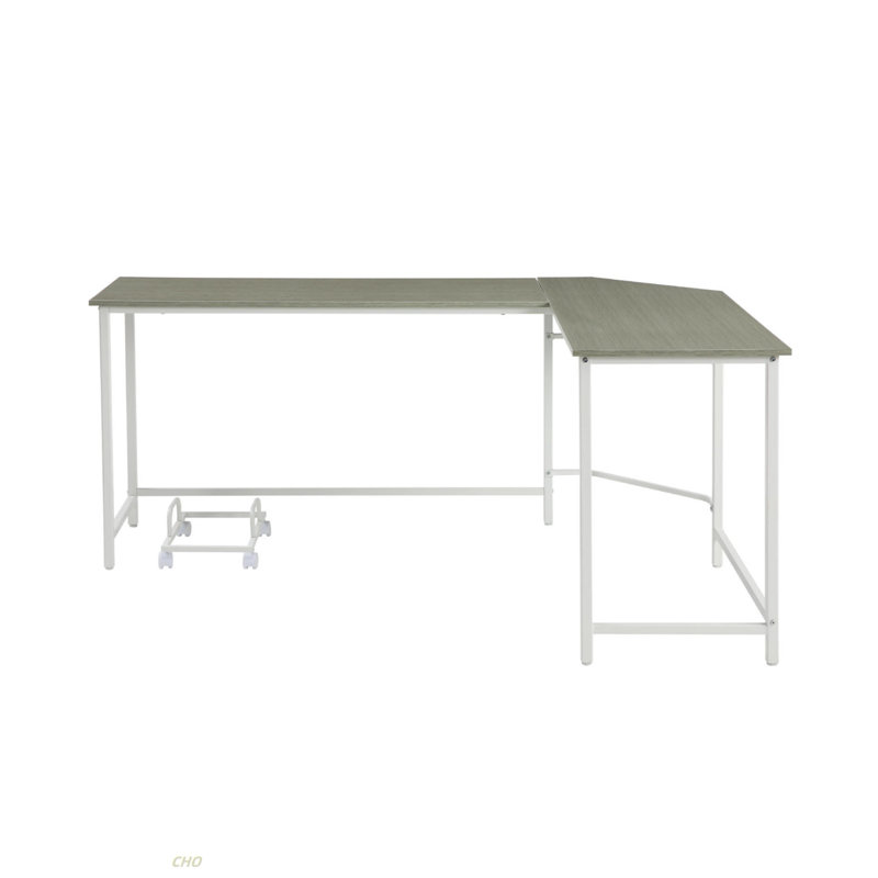 L-Shape Computer Desk, Grey/White, 29.95" H x 65.95" W x 47.02" D