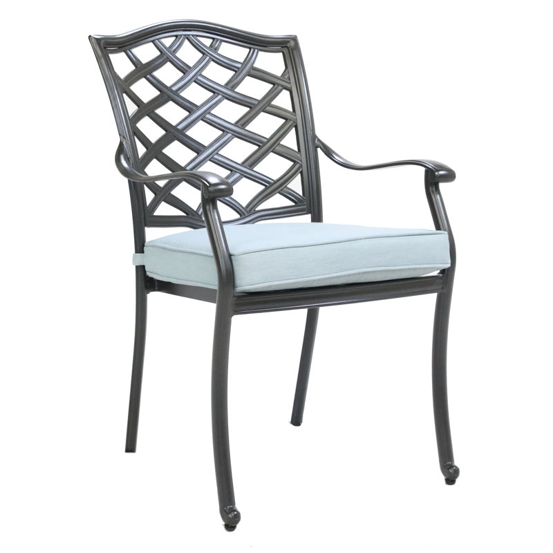Chaise de patio Annecorinne, Espresso brun, Bleu clair