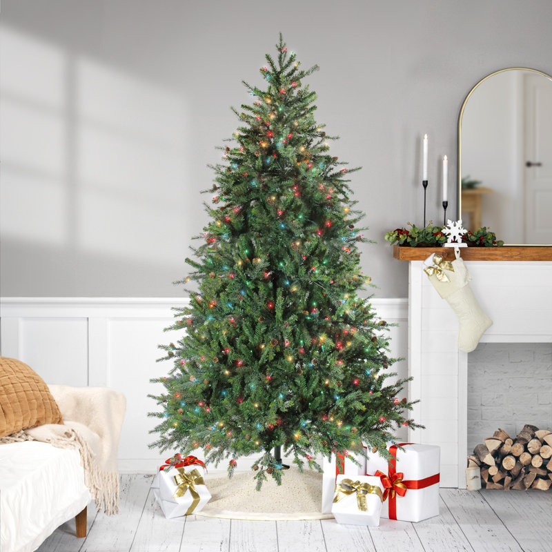 6.5 Pre-Lit Hunter Fir Full Artificial Christmas Tree - Multi-Color Lights, 7.5'