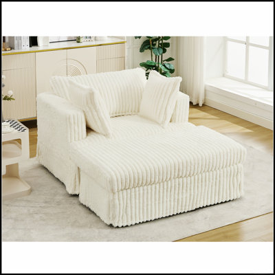 Chaise longue en velours côtelé surdimensionnée confortable avec repose-pieds pour une détente et un style ultimes