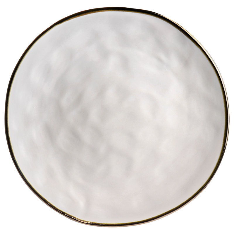 Matte White Ceramic 16-Piece Dinnerware Set with Gold Rim