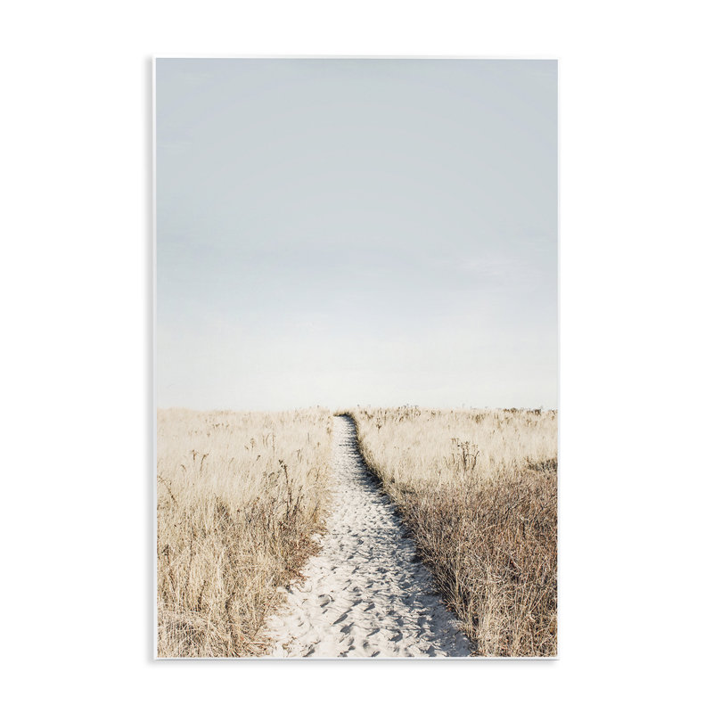 Chemin avec empreintes de sable, art mural sur bois par Sissi et Seb, H 15 po x l 10 po