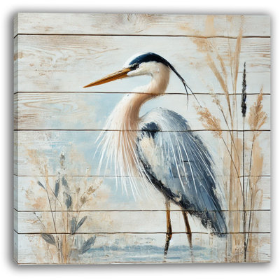 «Rustic Coastal Blue Heron», impression sur toile