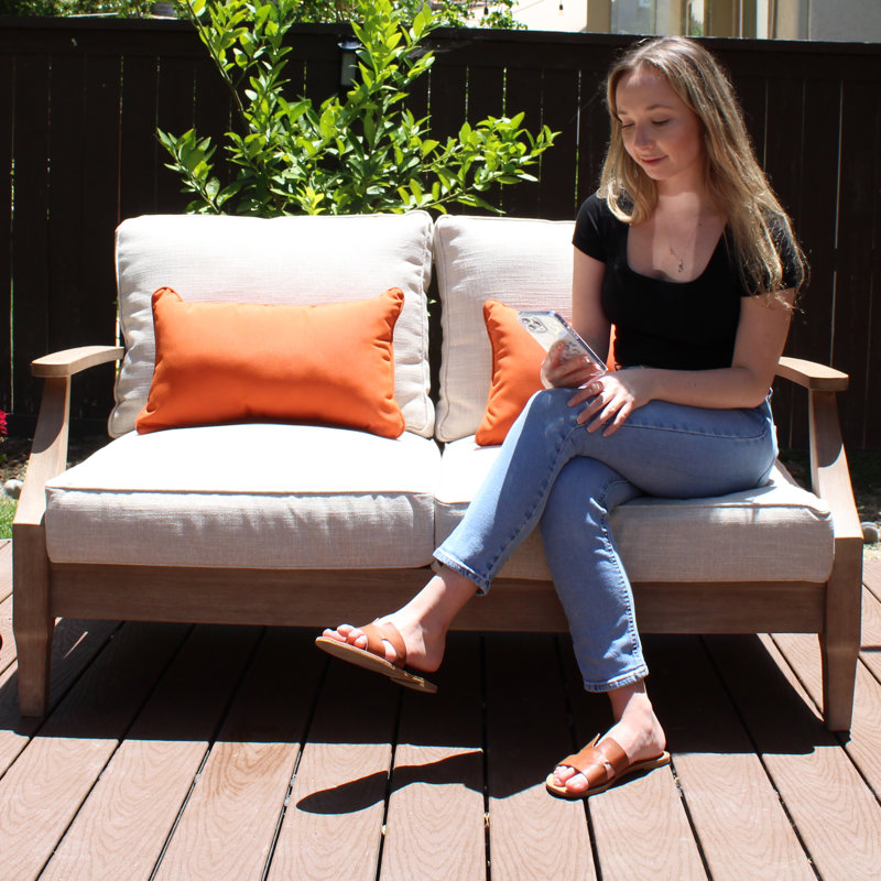 Element Synthetic Lumbar Rectangle Indoor/Outdoor Pillow Cover & Insert, 12" x 20", Burnt Orange