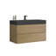 Meuble-lavabo mural en chêne naturel 36 po avec lavabo, grand meuble-lavabo flottant mural pour salle de bain moderne, lavabo une pièce noir sans drain, pré-assemblé-117866834-117866835