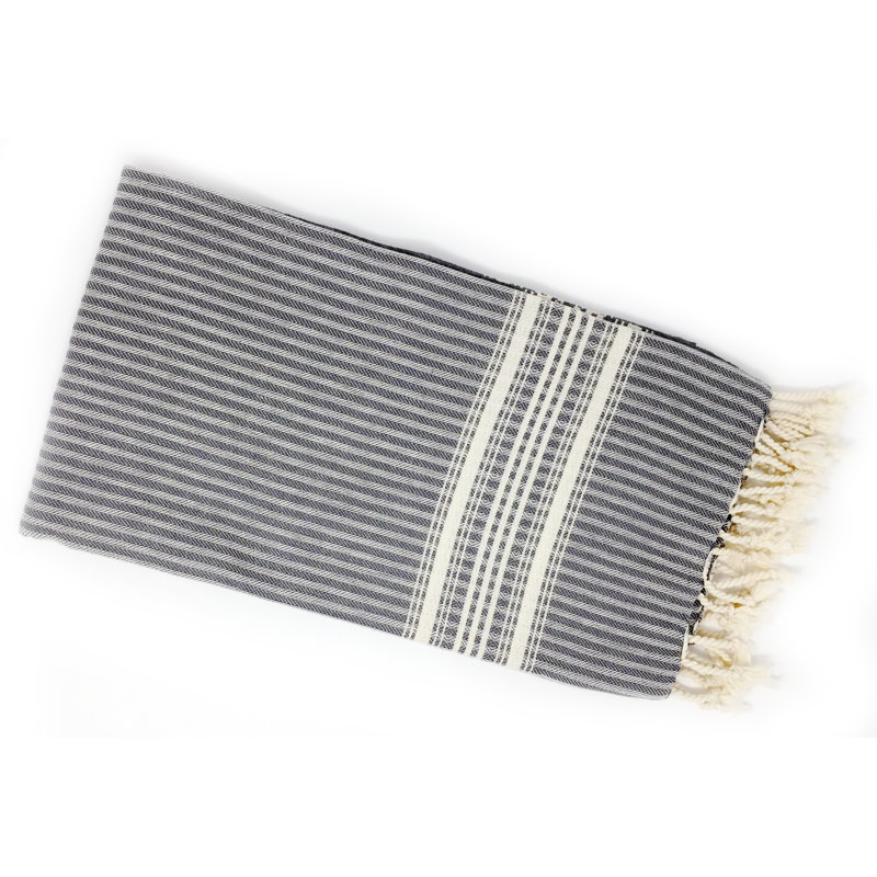 Serviette de plage en coton 100% pestemal classic fouta, Anthracite