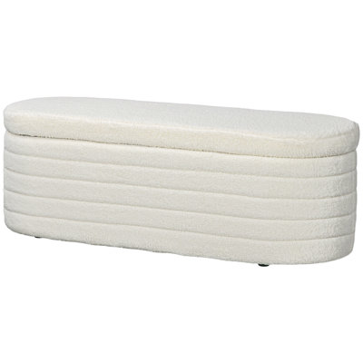 Versatile Storage Ottoman Upholstered In Polyester Teddy Fleece For Living Room, Bedroom Durability