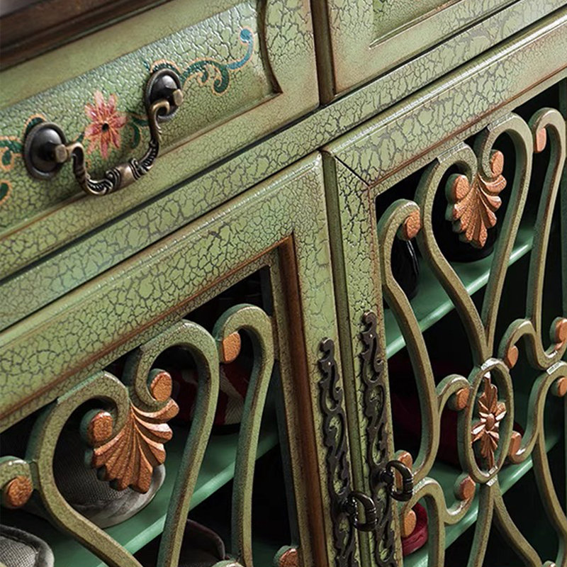 Console en bois d'hévéa massif, Vert