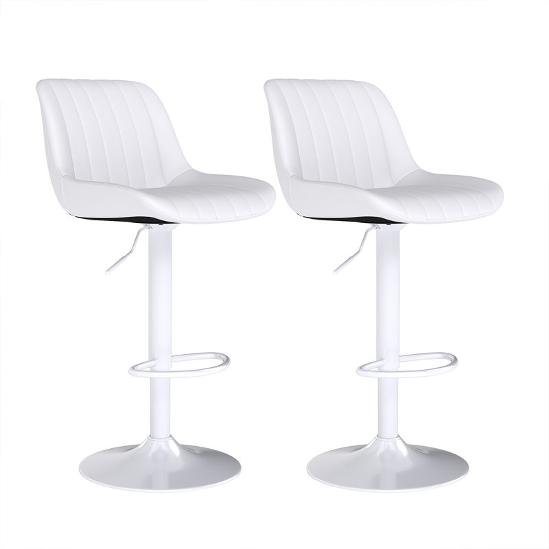 Tabouret de bar pivotant à hauteur réglable Moniq, 2, Blanc