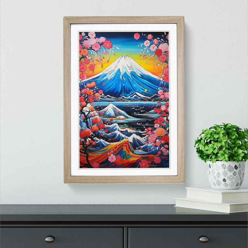 Mount Fuji Abstract No.2 - Framed Print, 34cm H x 25cm W x 2cm D, Oak