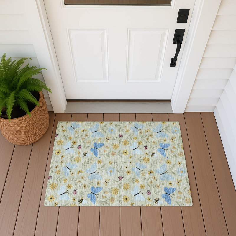 Machine Washable Indoor/Outdoor Chantille ACN2618 Kids Rug, Celery, 1'8" x 2'6"