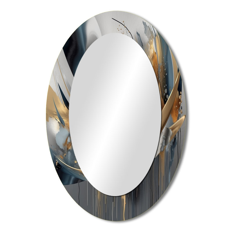 Abstract Shapes And Infinity Lines I - Modern Oval Wall Mirror, 36" x 24"