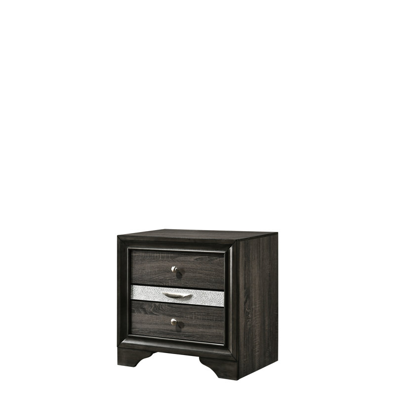 Table de chevet grise avec finition texturée et table de chevet pratique pour le rangement
