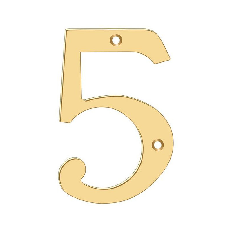 Chiffres de 4 po Deltana, 5, Laiton antique
