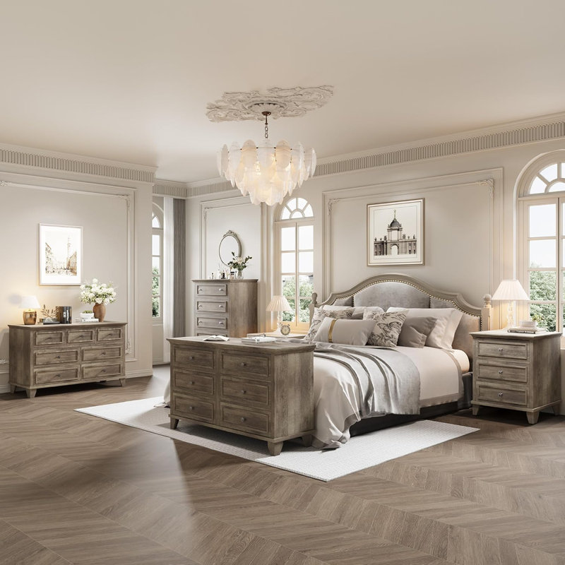 Commode à tiroirs pour chambre à coucher, commode large avec poignée rétro, commode en bois moderne pour meuble de salon