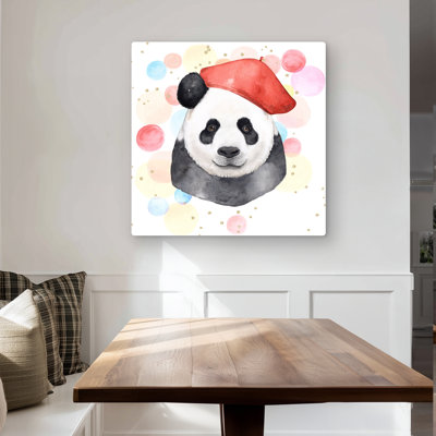 Artist Panda - Bedroom Red Metal Print | Home Decor Art