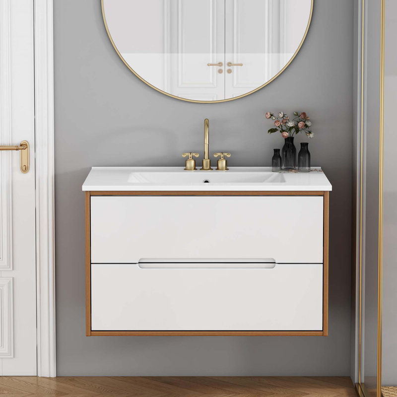 Meuble-lavabo mural 32 po avec lavabo 3 trous