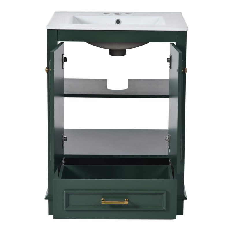 24'' Bathroom Vanity with Resin Sink Combo, Green